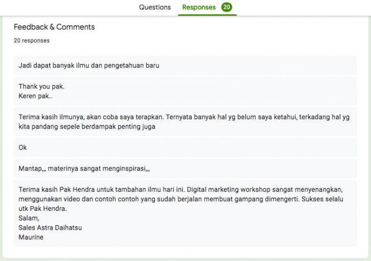 Feedback digital marketing